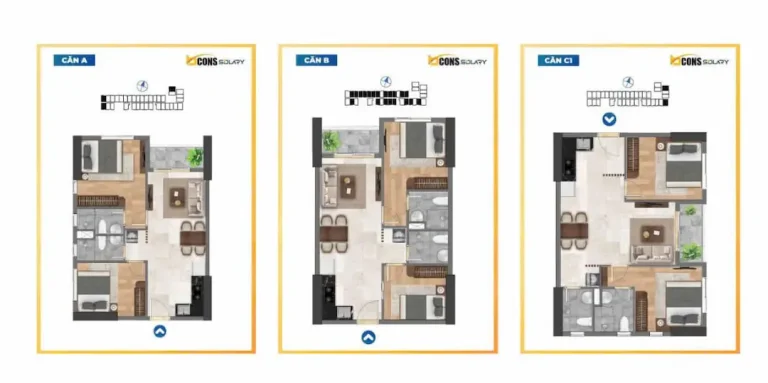 Layout Bcons Solary thiết kế căn hộ thông minh tối ưu công năng