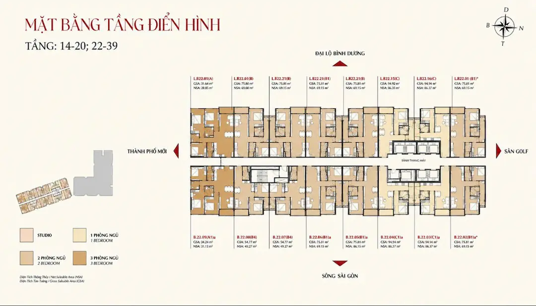 Layout mặt bằng block B dự án Khải Hoàn Imperial