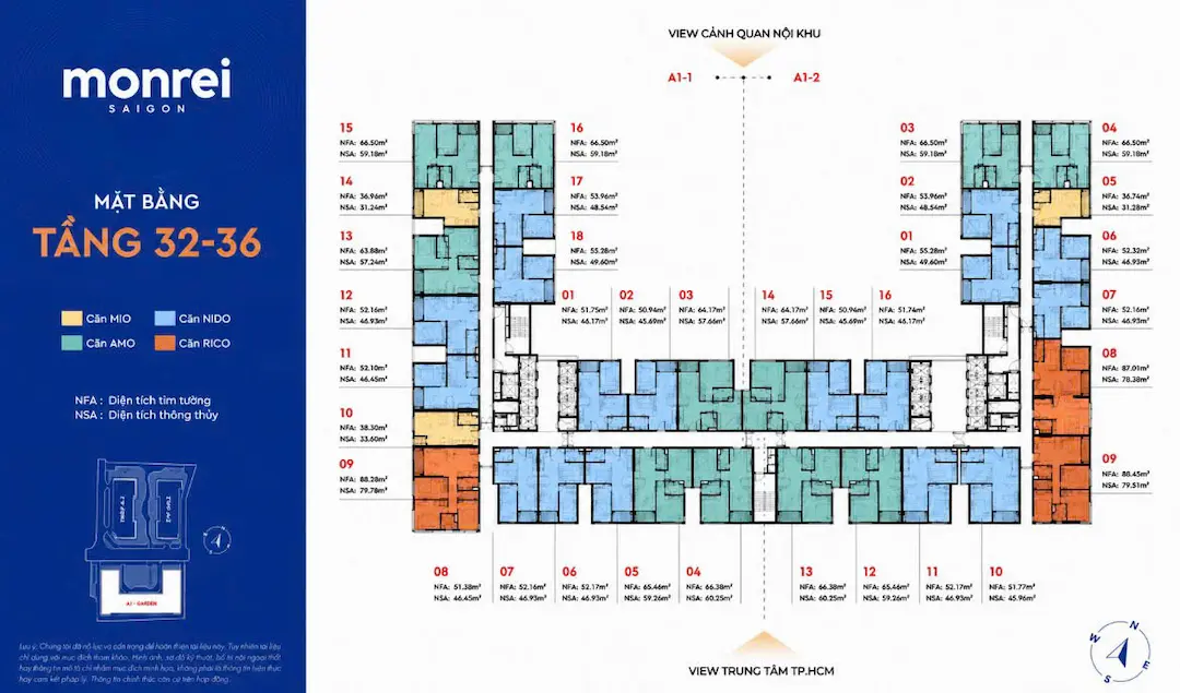 Mặt bằng tầng 32 đến 36 Monrei Sài Gòn