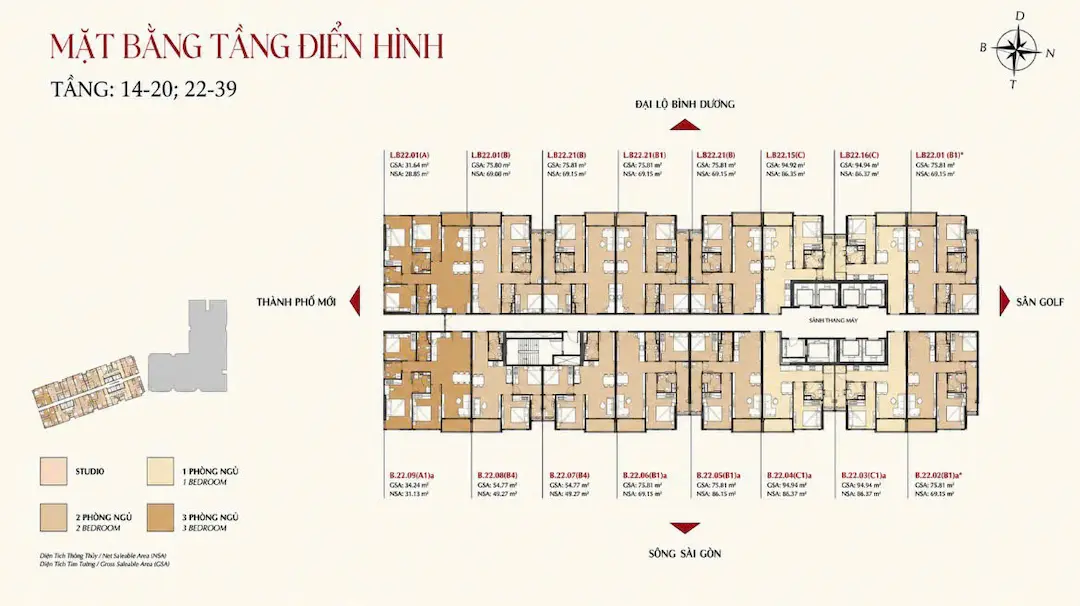 Mặt bằng căn hộ Khải Hoàn Imperial layout điển hình tháp B
