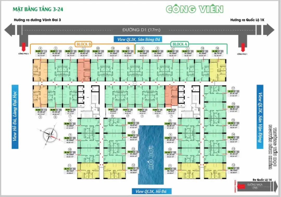 Mặt bằng Bcons Green View: 3 mô hình “sống khỏe” tại Đông Hòa 4 Mặt bằng điển hình Bcons Green View