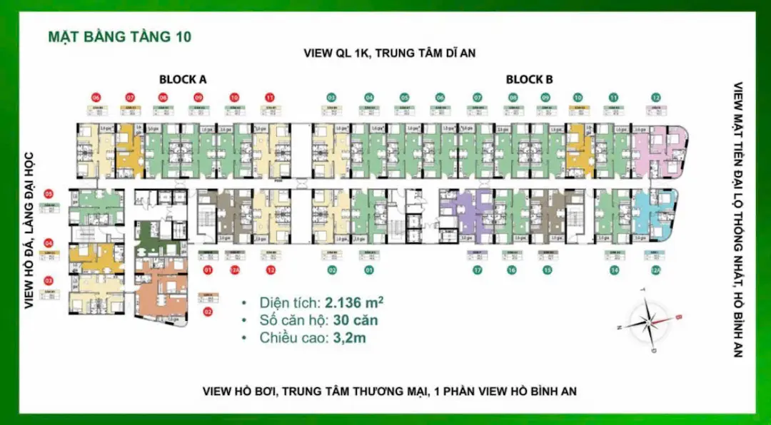 Mặt Bằng Bcons Green Diamond: Phân Tích Chi Tiết 2026 8 Mặt bằng tầng 10 Bcons Green Diamond
