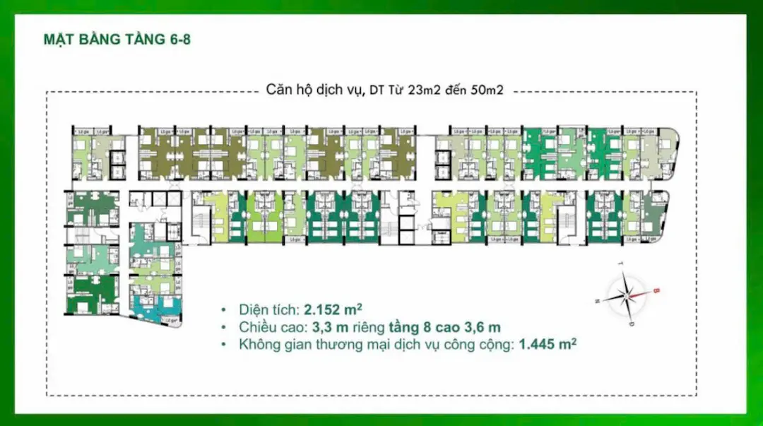 Mặt Bằng Bcons Green Diamond: Phân Tích Chi Tiết 2026 6 Mặt bằng tầng 6-8 Bcons Green Diamond