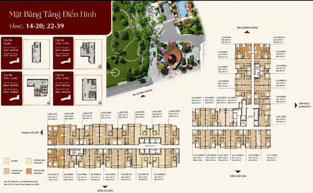 Mặt bằng tầng điển hình chung cư Khải Hoàn Imperial