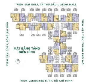 Mặt bằng tổng thể dự án The Emerald Golf View Bình Dương, vị trí mặt tiền Đại lộ Bình Dương đối diện sân golf.