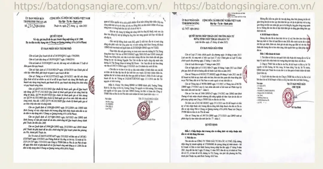 Hồ sơ văn bản quy hoạch xây dựng căn hộ AVA Center Thuận An