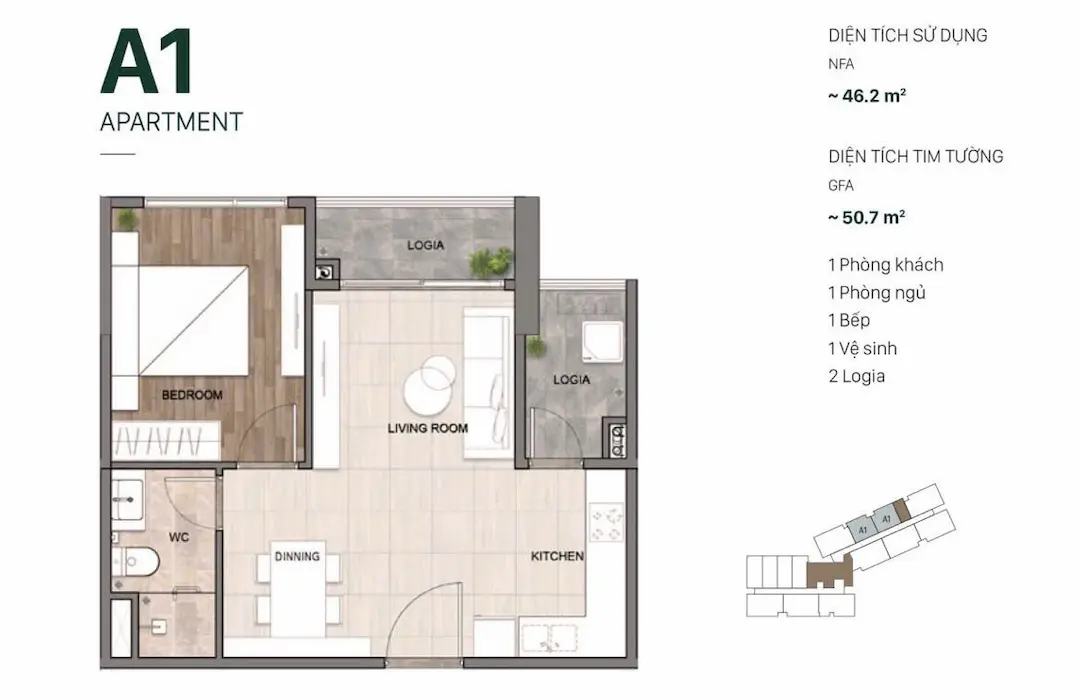 Thiết kế 1PN Setia Edenia