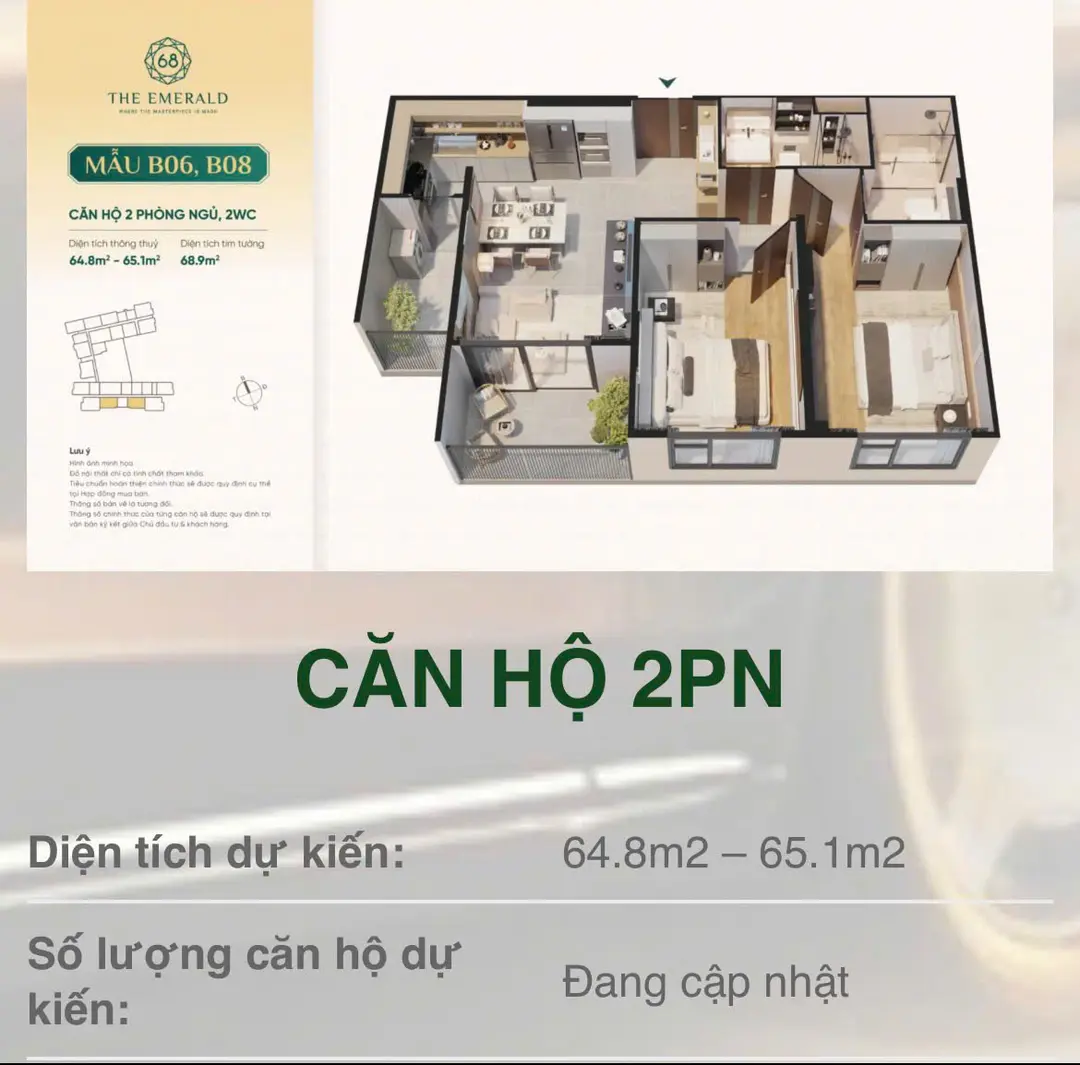 Thiết kế 2 PN The Emerald 68