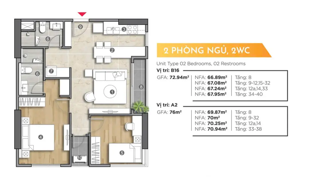 Thiết kế 2 Phòng ngủ