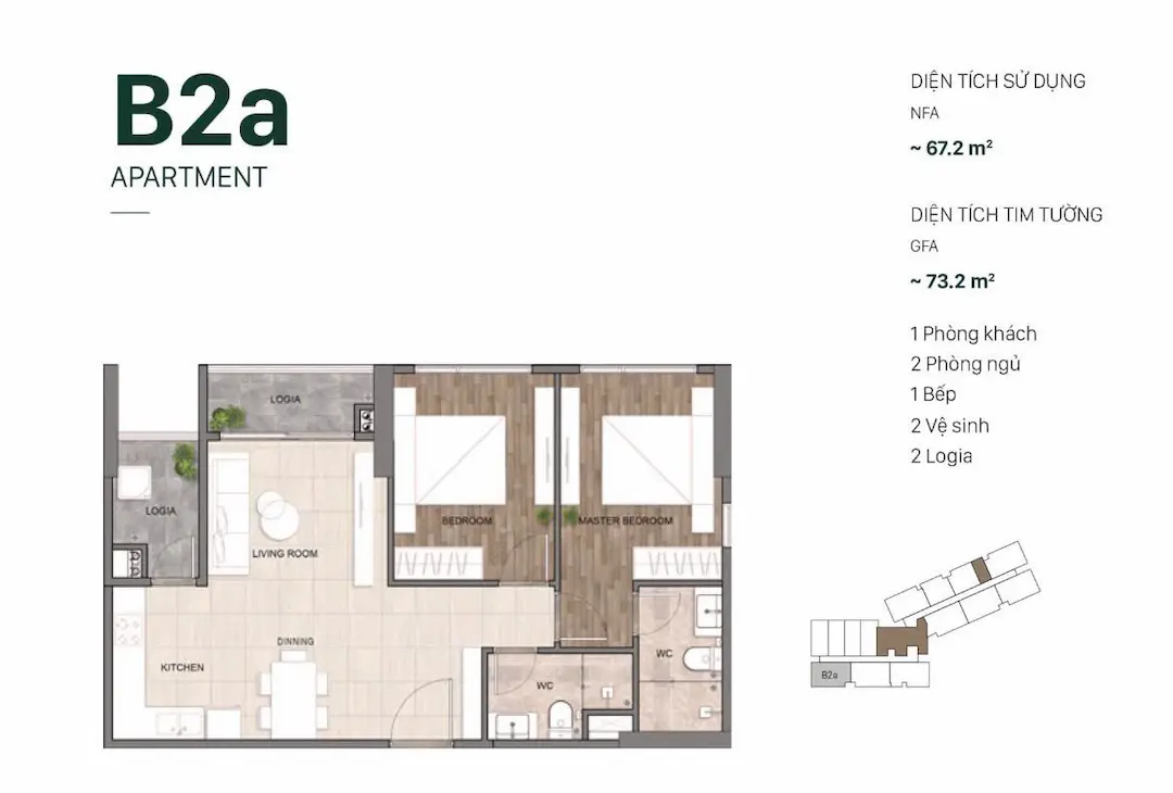 Thiết kế 2PN Setia Edenia Mẫu 1