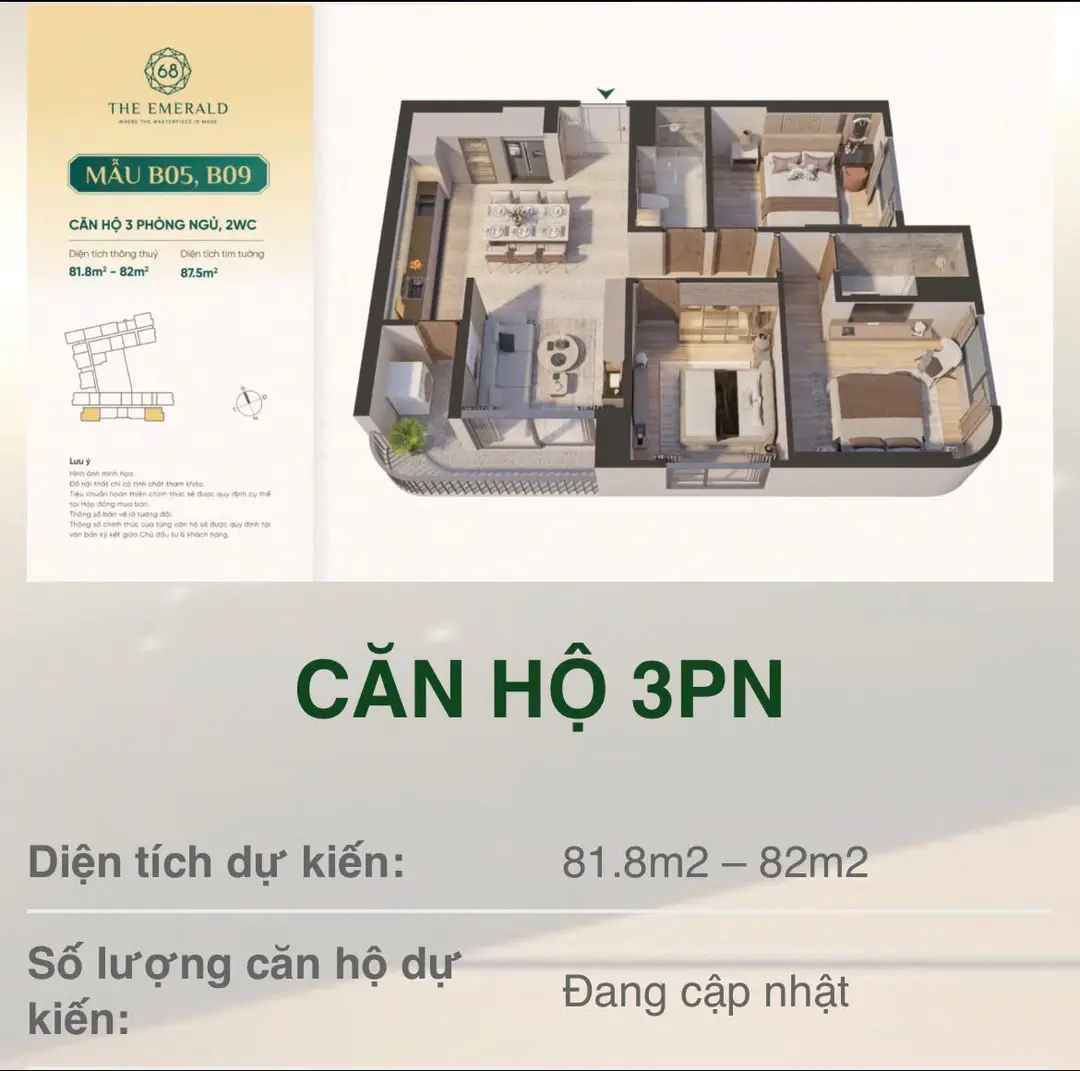 Thiết kế 3 PN The Emerald 68