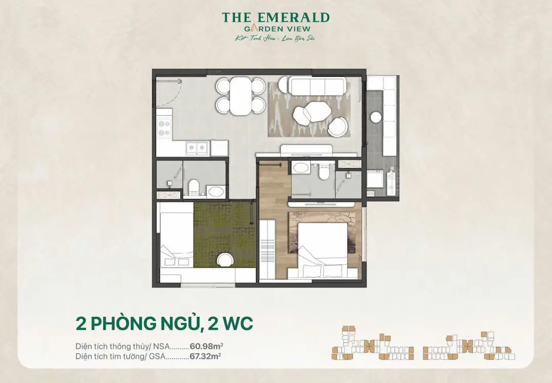 Thiết kế 3PN căn hộ The Emerald Garden View