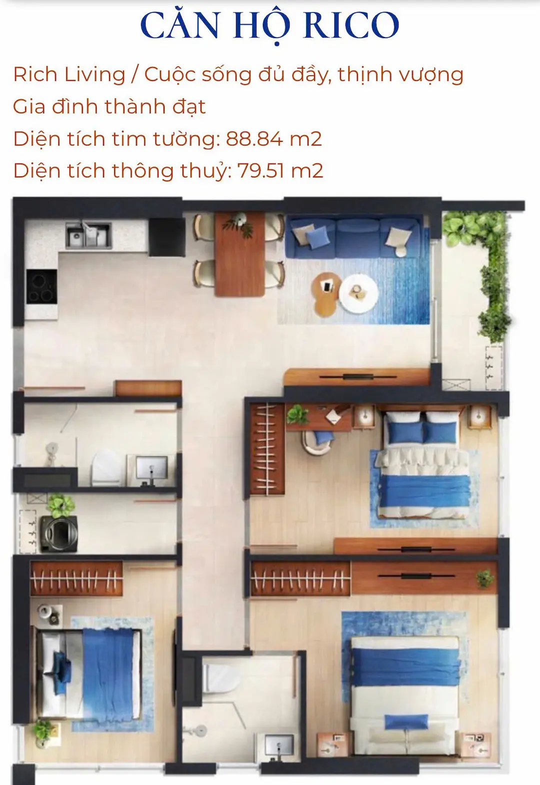 Thiết kế 3PN Monrei Sài Gòn