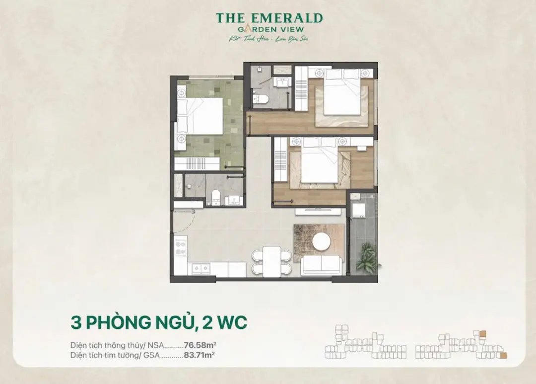 Thiết kế 3PN The Emerald Garden View