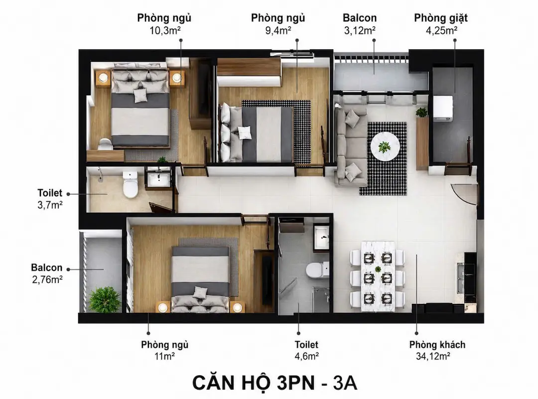 Thiết kế căn hộ Eco Xuân Bình Dương