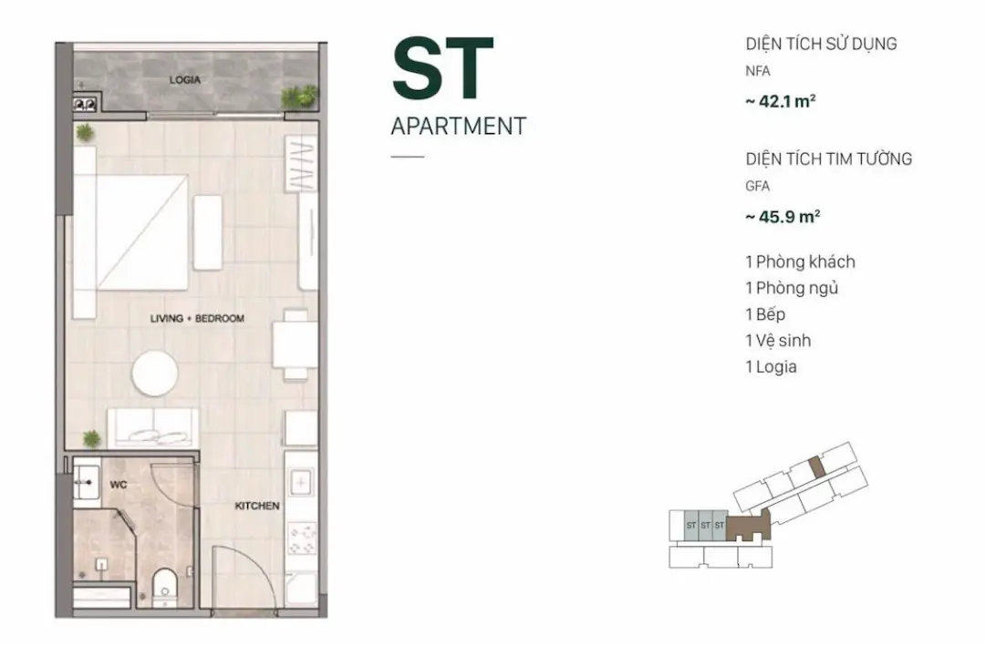 Thiết kế căn hộ Studio Setia Edenia