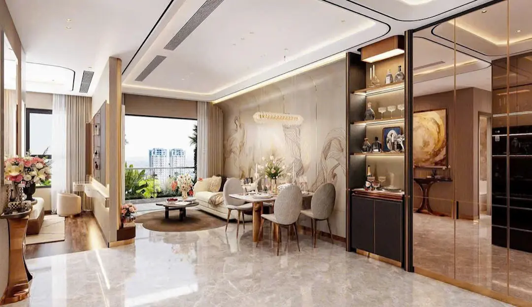 Thiết kế nội thất phòng khách căn hộ Khải Hoàn Imperial