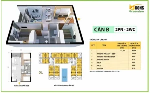 Thiết kế căn hộ Bcons Green View với không gian mở và tiện nghi hiện đại