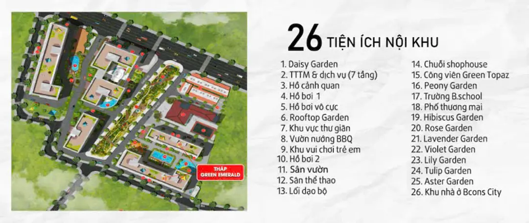 Tiện ích Căn hộ Bcons Green Emerald