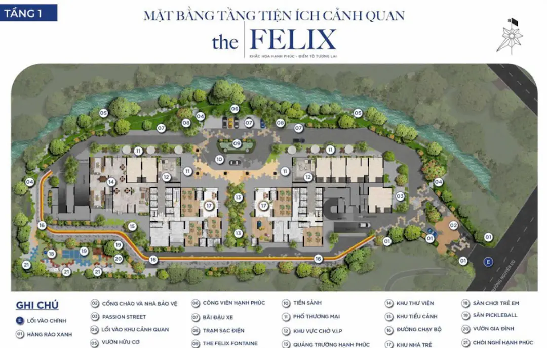 Mặt bằng tiện ích tầng 1 The Felix