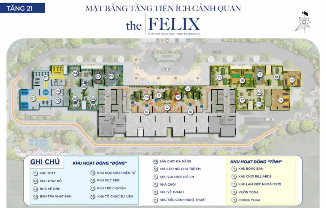 Mặt bằng tiện ích tầng 21 The Felix
