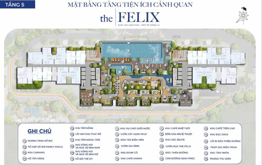 Mặt bằng tiện ích tầng 5 The Felix