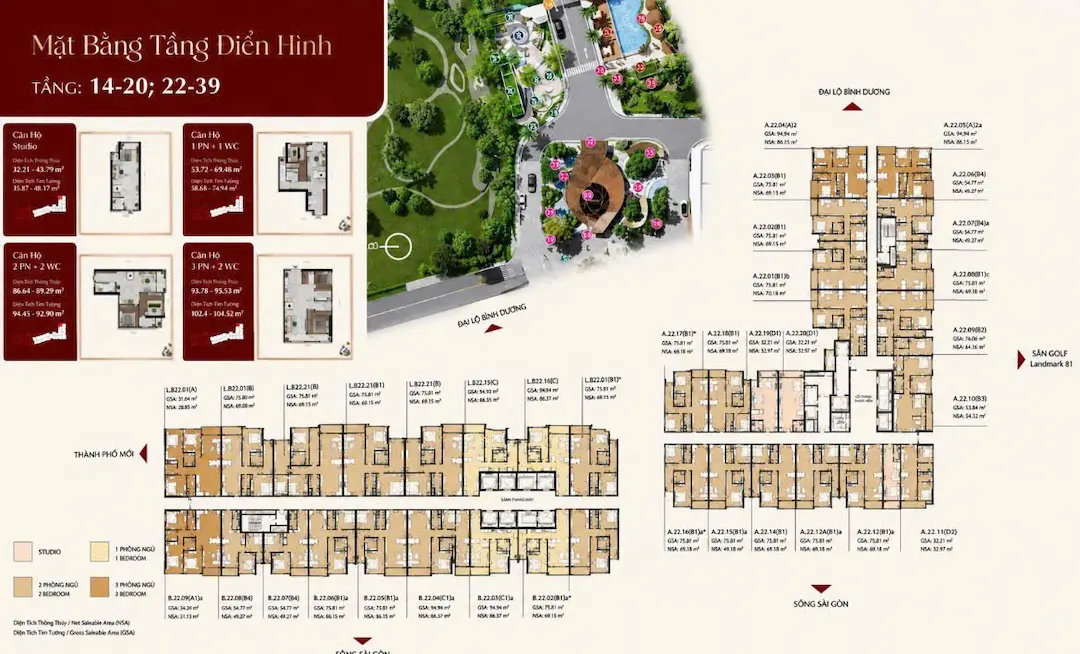 Tổng thể mặt bằng căn hộ Khải Hoàn Imperial tầng điển hình