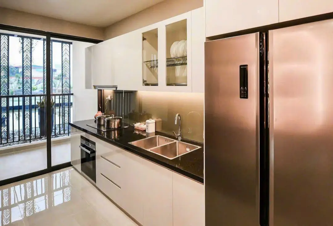 Vật liệu bàn giao khu bếp hiện đại căn hộ Khải Hoàn Imperial