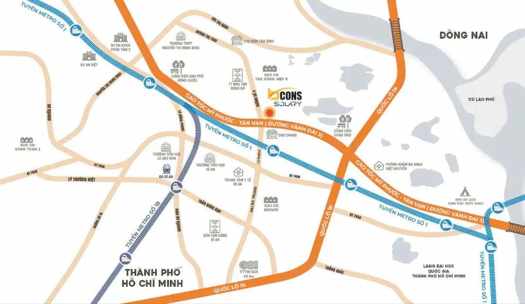 Vị trí căn hộ Bcons Solary