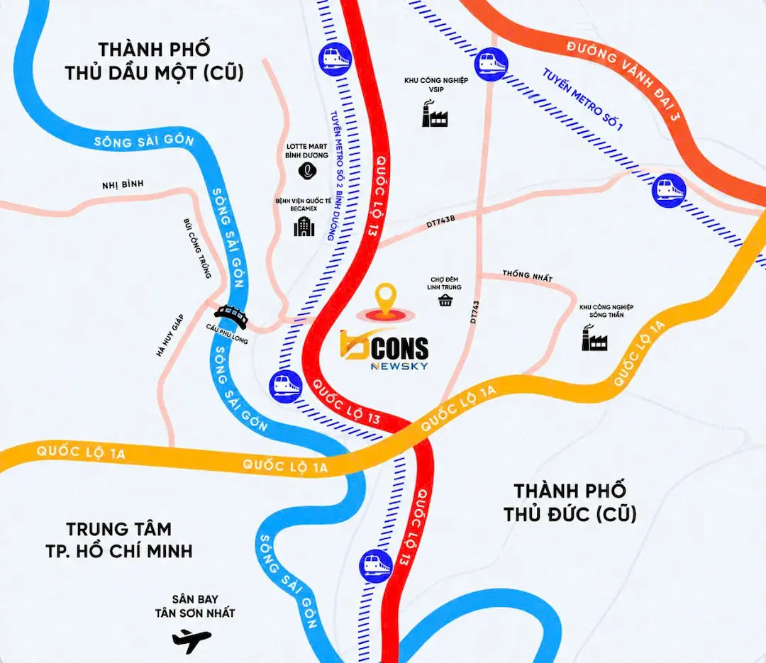 Vị trí chung cư Bcons New Sky