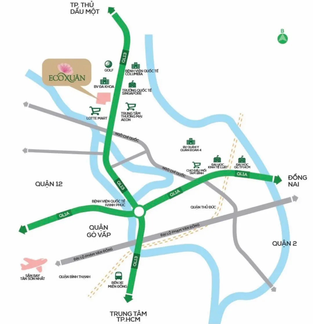 Vị trí dự án Eco Xuân Lái Thiêu
