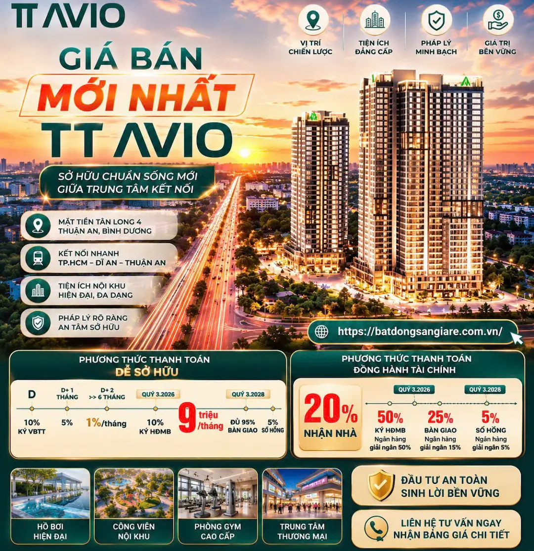 Thông tin tổng hợp bảng giá căn hộ TT AVIO Dĩ An qua các giai đoạn