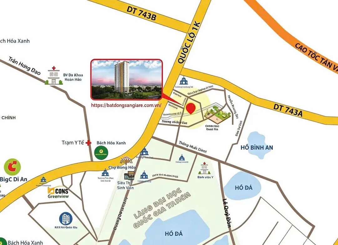 Đánh giá vị trí Bcons Dĩ An