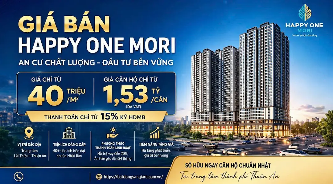 Giá bán Căn Hộ Happy One Mori