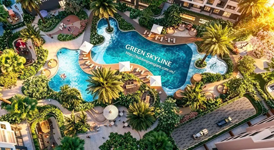 Khu vực hồ bơi trẻ em an toàn tại Green Skyline