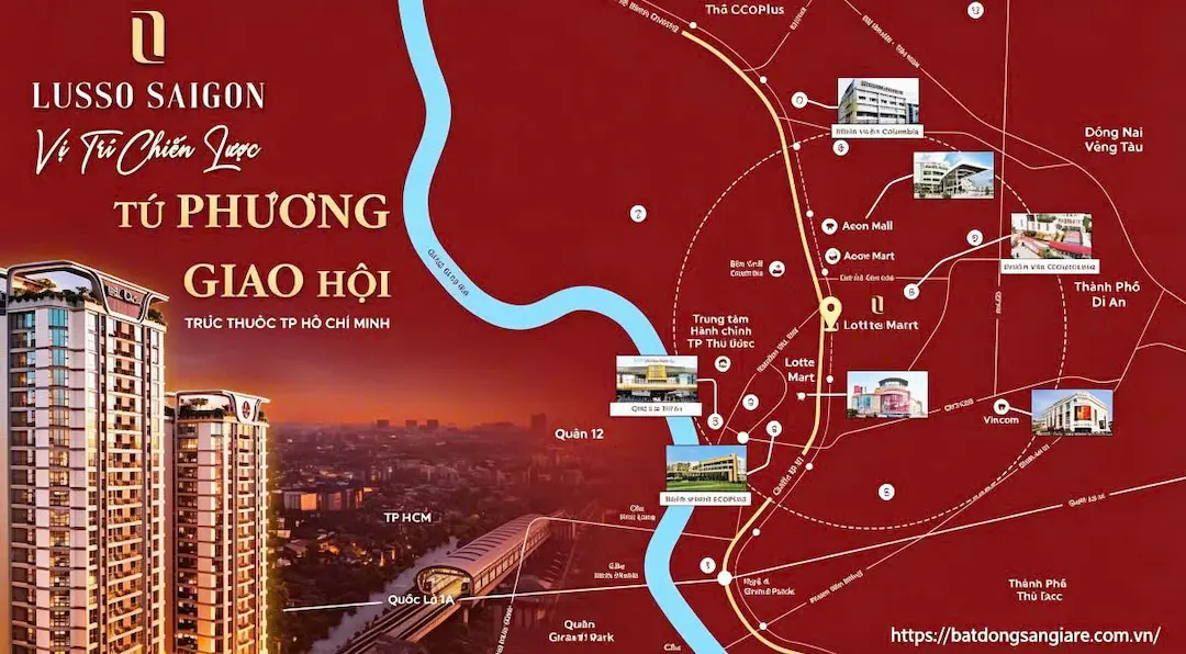 Kết nối vị trí Lusso Saigon Thuận An