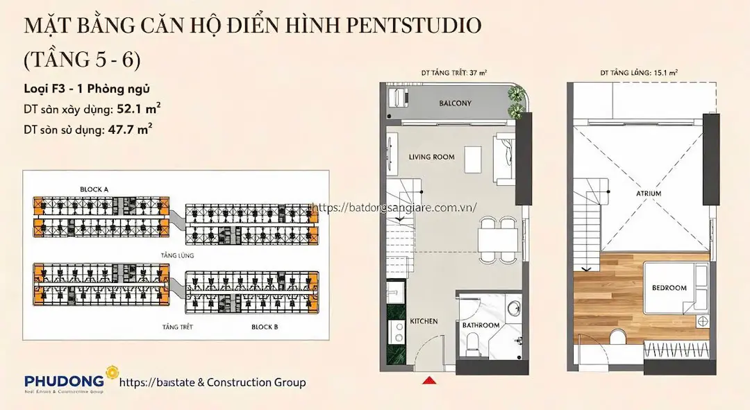Layout thiết kế căn hộ Duplex Studio Phú Đông SkyOne
