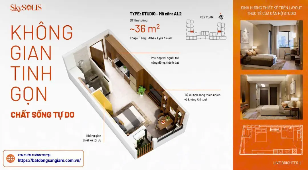 Layout căn hộ studio Sky Solis Thuận An