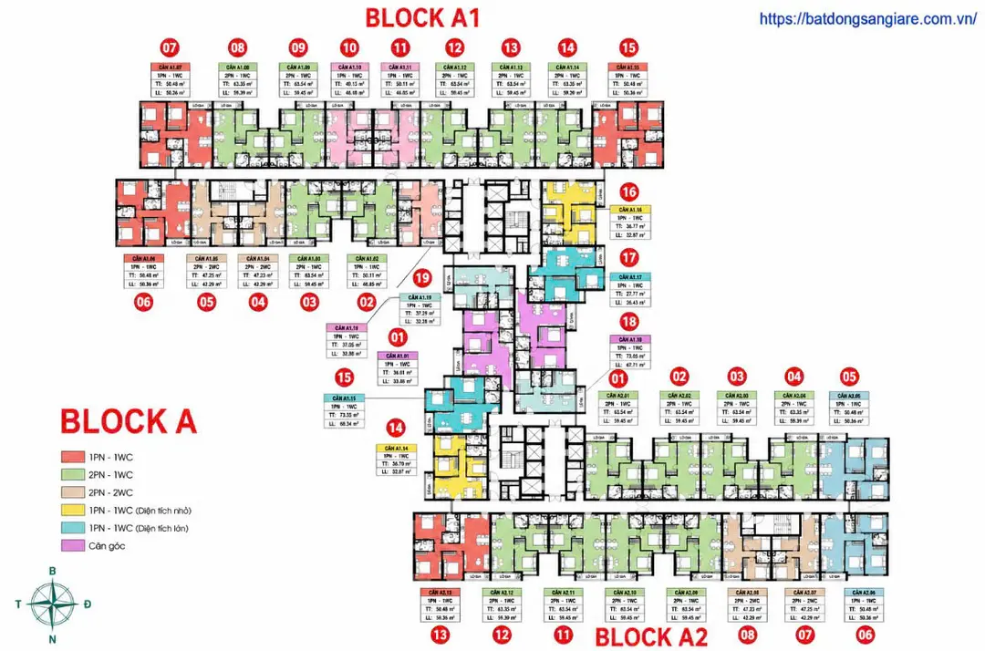 Mặt bằng Block A Bcons New Sky