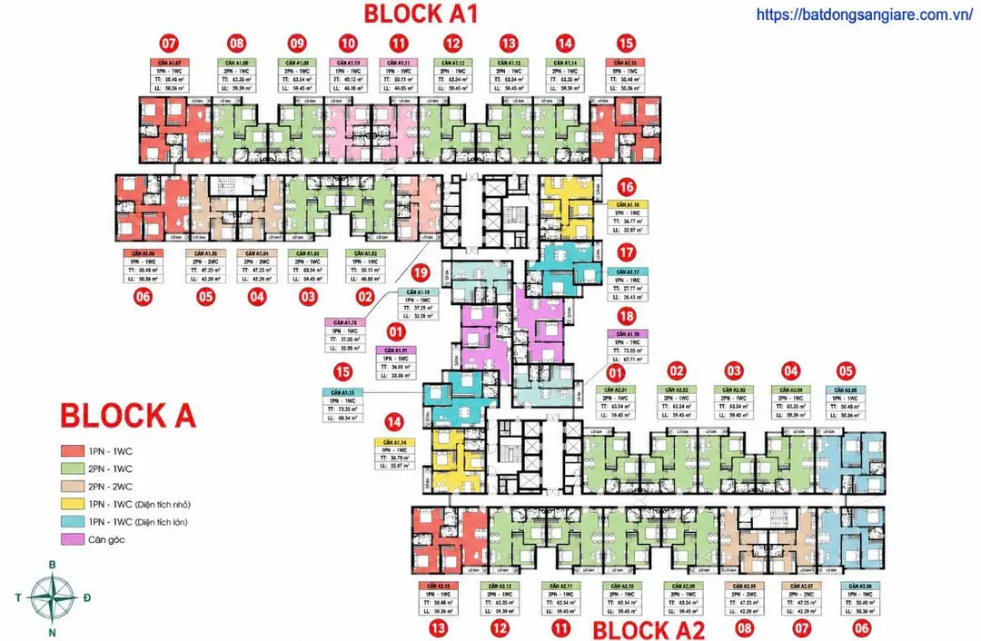 Mặt bằng block A căn hộ Bcons New Sky Thuận An