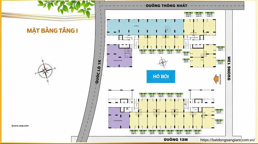 Mặt bằng căn hộ tầng 1 Bcons Plaza Dĩ An