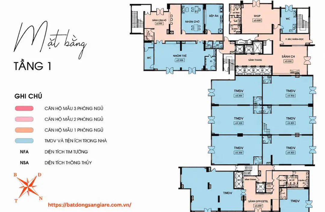 Mặt bằng tầng 1 dự án Ava Center Thuận An