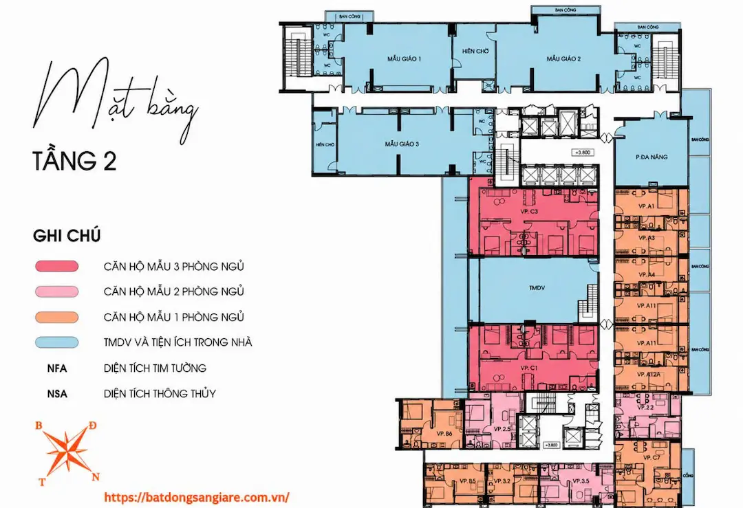 Mặt bằng tầng 2 dự án Ava Center Thuận An