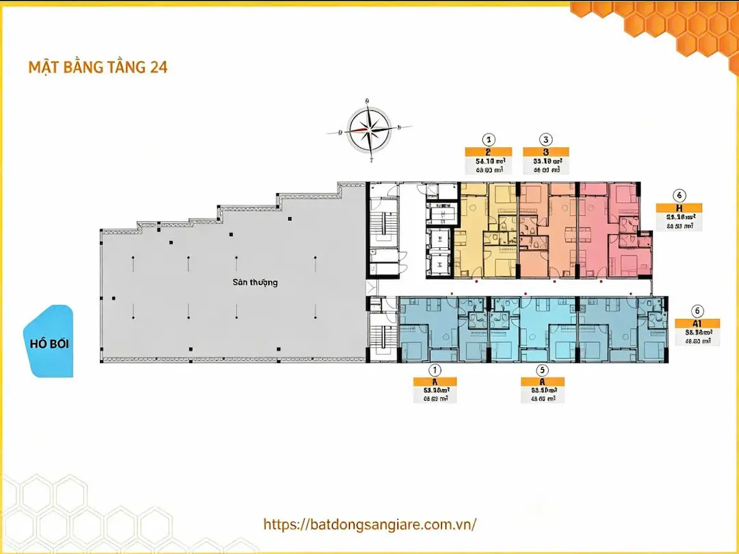 Mặt bằng tầng 24 Bcons Bee