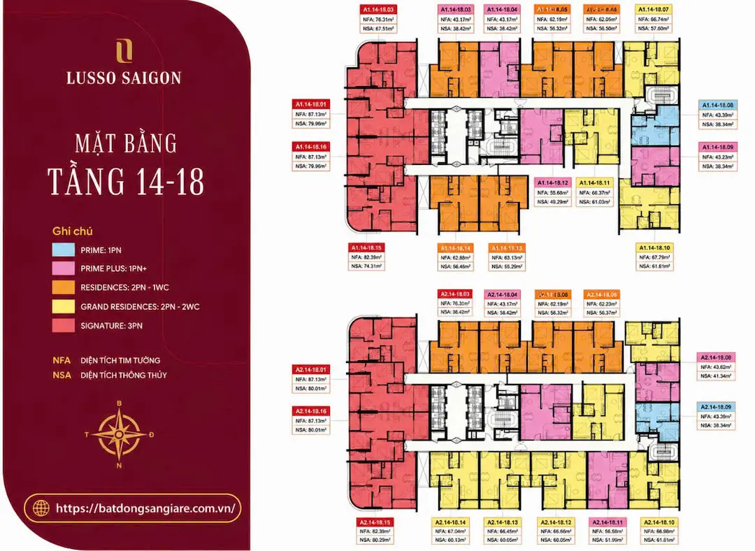 Mặt bằng tầng Lusso Saigon