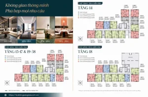 Mặt bằng tầng điển hình Skyzen, bố trí căn hộ đa dạng từ studio, officetel đến 2-3PN.