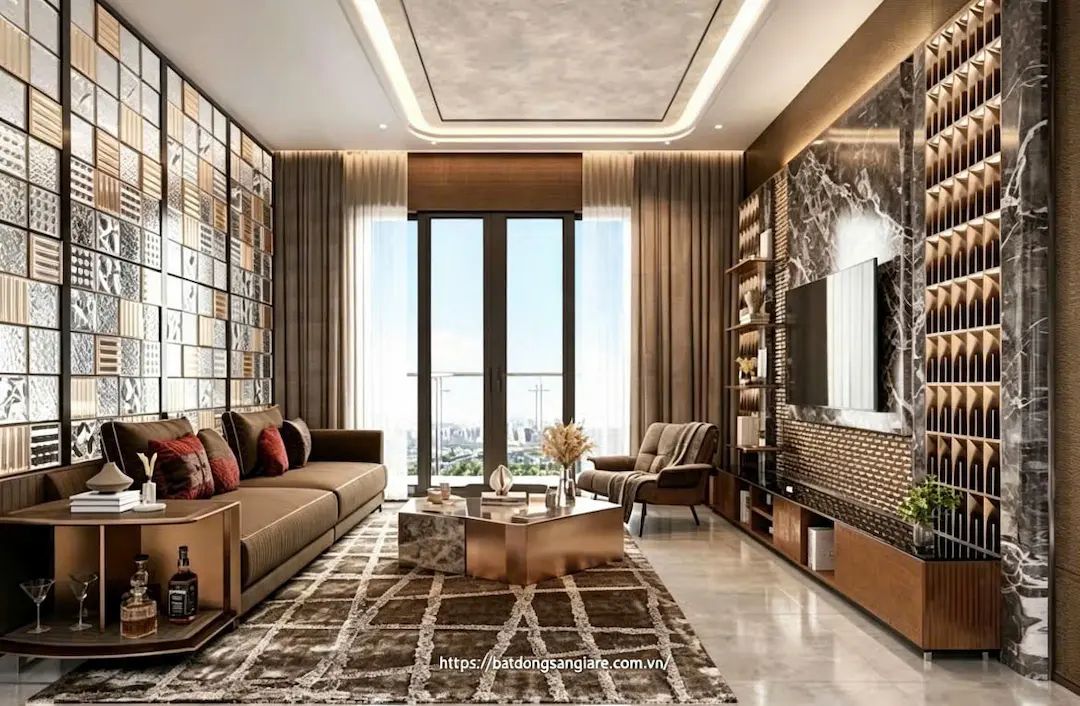 Nhà mẫu căn hộ A&T Saigon Riverside – phòng khách