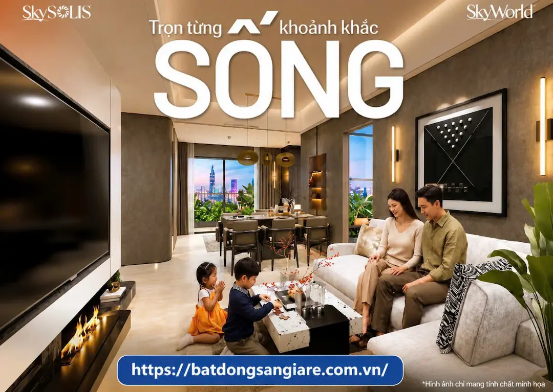 Phòng khách căn hộ mẫu Sky Solis