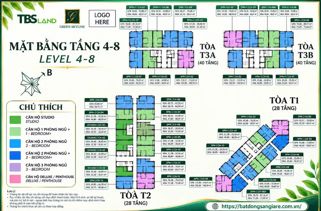 Sơ đồ mặt bằng căn hộ Green Skyline