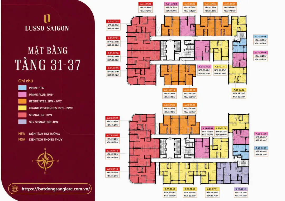 Sơ đồ thiết kế mặt bằng tổng quan tháp A1 và A2
